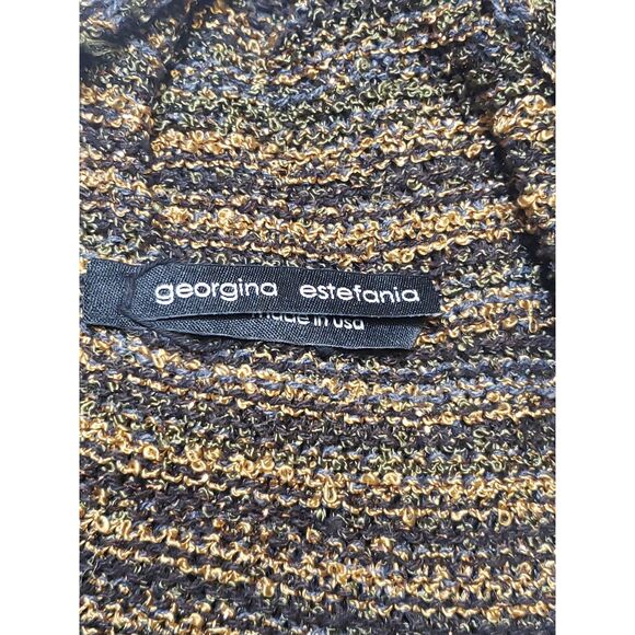 Georgina Estefania Green Tan Gold Button Up Shawl Shrug One Size - Picture 2 of 7